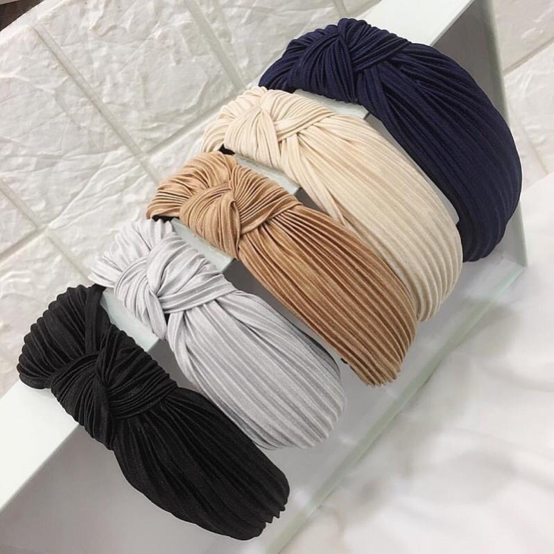 Bờm turban vải lụa nhăn mẫu siêu chất