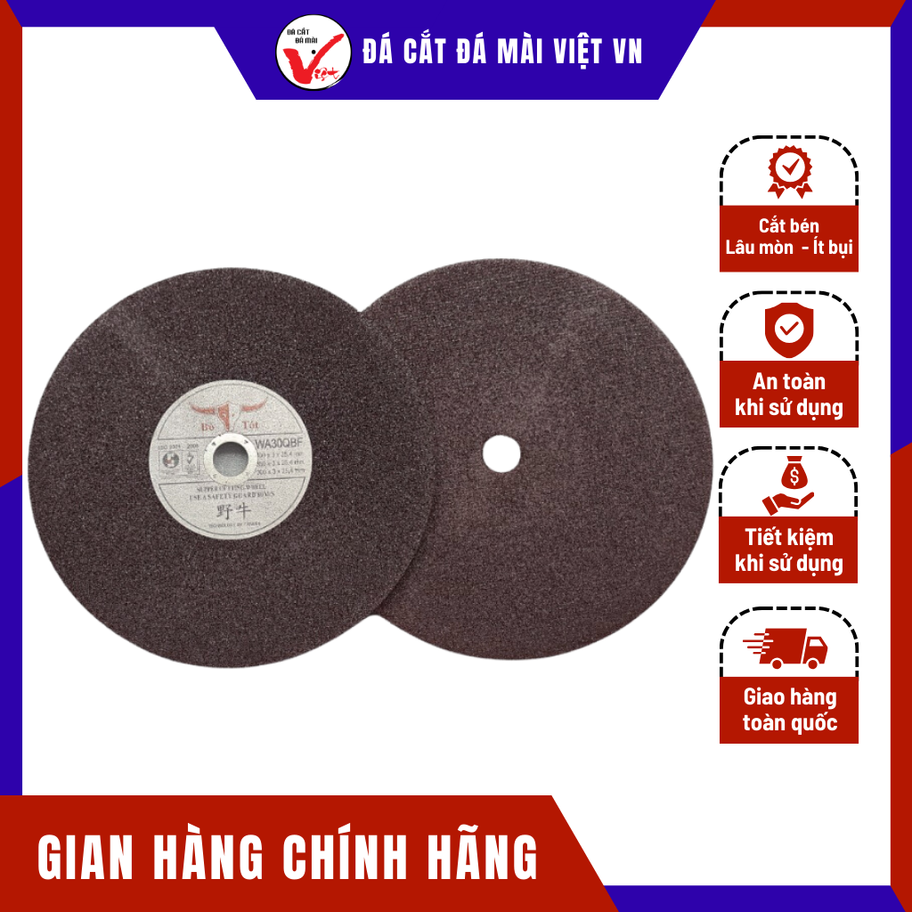 (1 Viên) Đá cắt Bò Tót 300 x 3 x 25.4mm Chuyên Dùng Cắt Sắt Cắt Inox Sắc Bén, Không Bụi, Ít Hao Mòn | TOPWIN Official Store