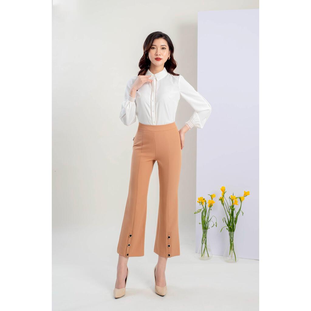 Quần Ống Vẩy Đính 3 Cúc Dưới Gấu Xẻ MMOutfit M-QU031220013