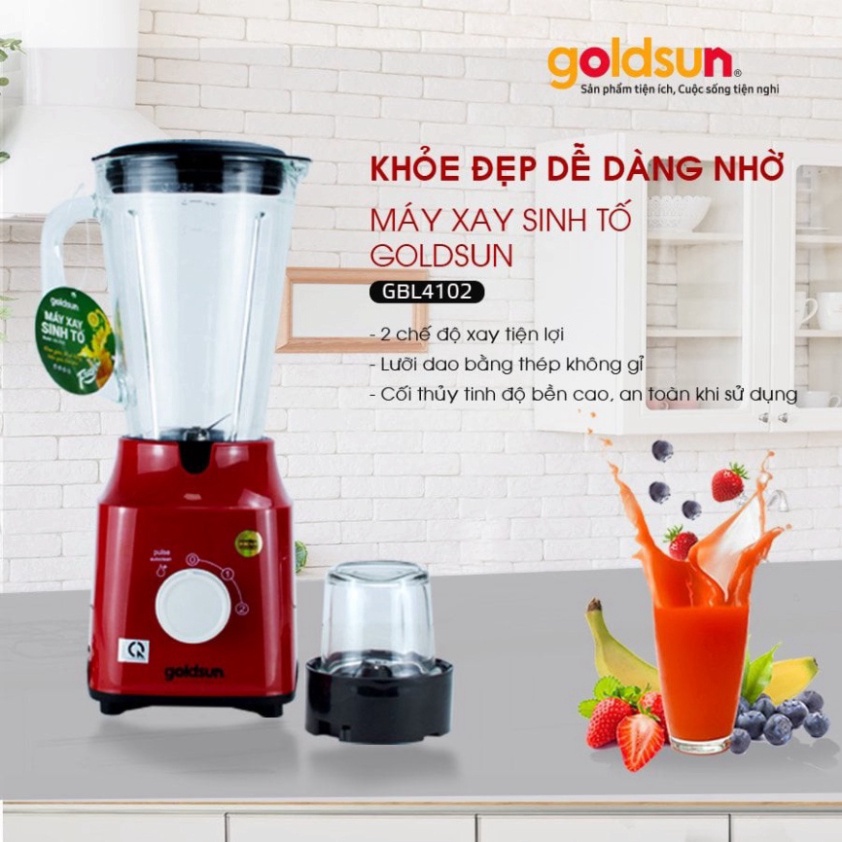 Máy xay sinh tố Goldsun GBL4102 công suất 400W 2 cối xay riêng biệt dung tích 1.5L - Hàng chính hãng Goldsun