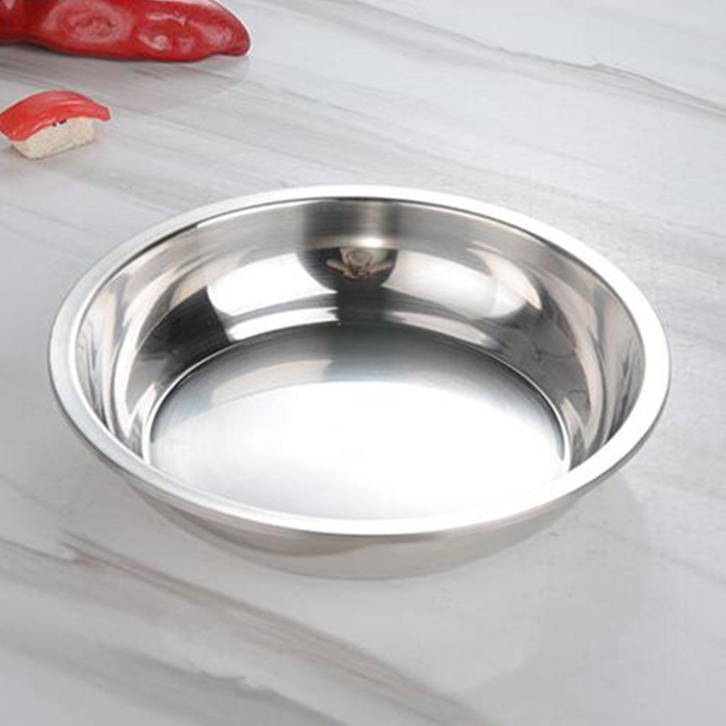 Hotel Stainless Steel Dinner Plate Dish for Salad BBQ Insulated New 24cm
