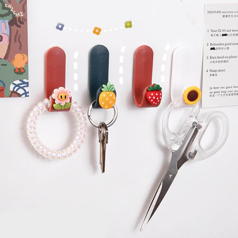 Móc treo đồ đính hoa quả siêu đáng yêu - Móc dính tường treo chìa khóa loại đẹp - Móc treo đồ không khoan tường