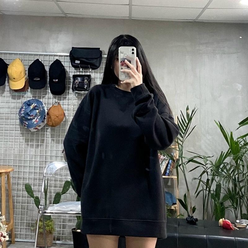 Sweater vải nỉ trắng đen nam nữ (ảnh thật)