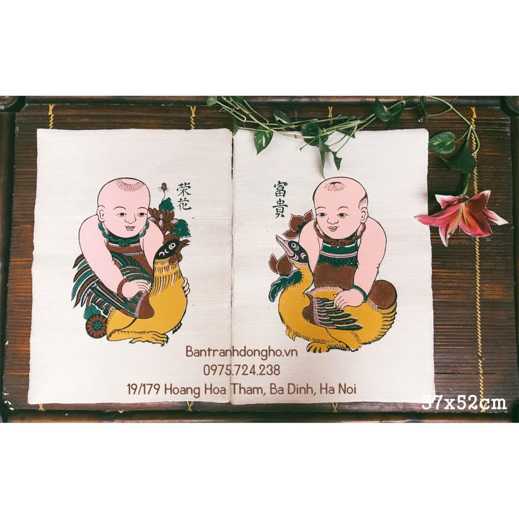 Cặp Tranh Đông Hồ Vinh hoa Phú quý - Tranh Đông Hồ truyền thống