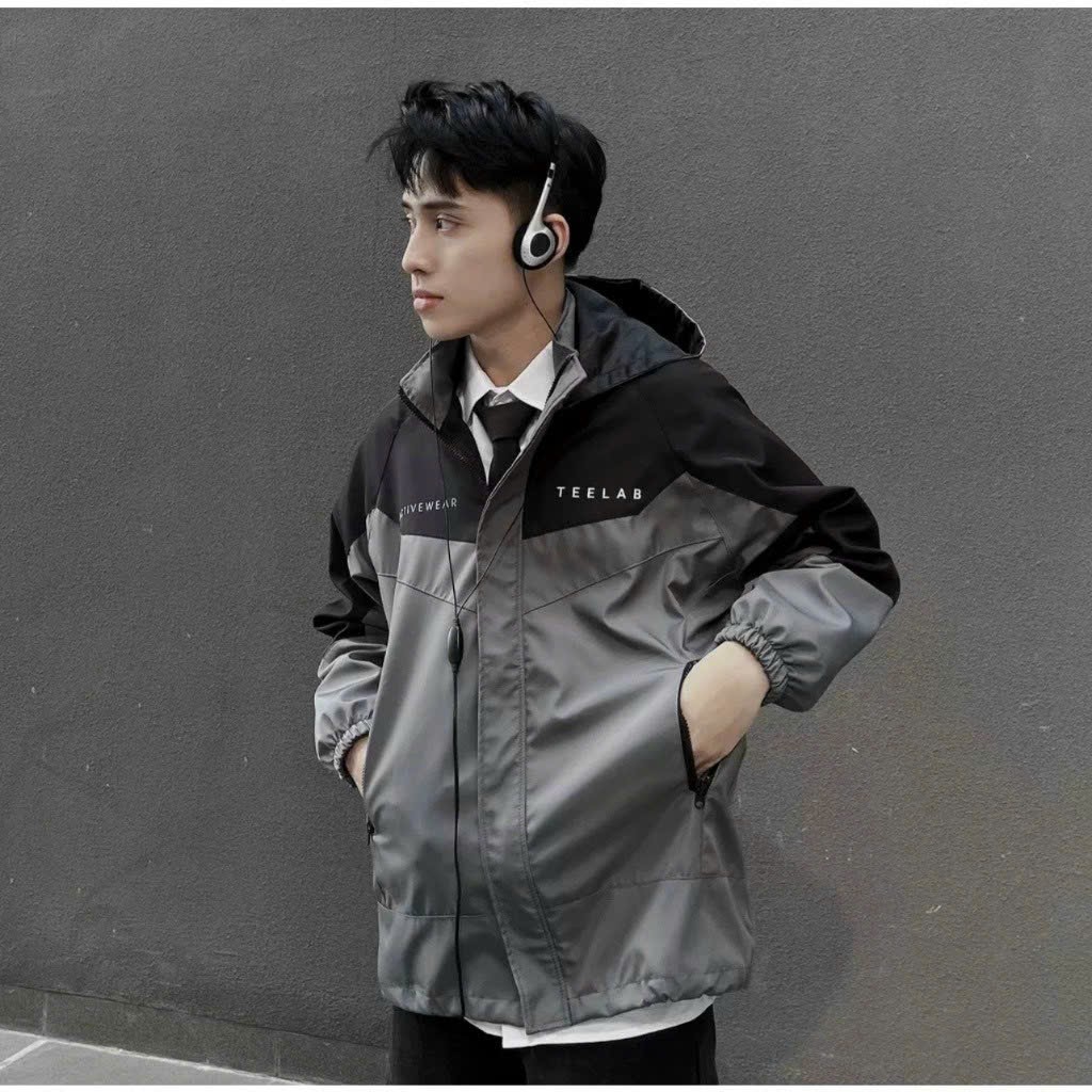 Áo Khoác Gió Teelab Local Brand Unisex Active-Jacket, áo khoác dù phối màu nam nữ logo in dây kéo có nẹp chất dù xinj