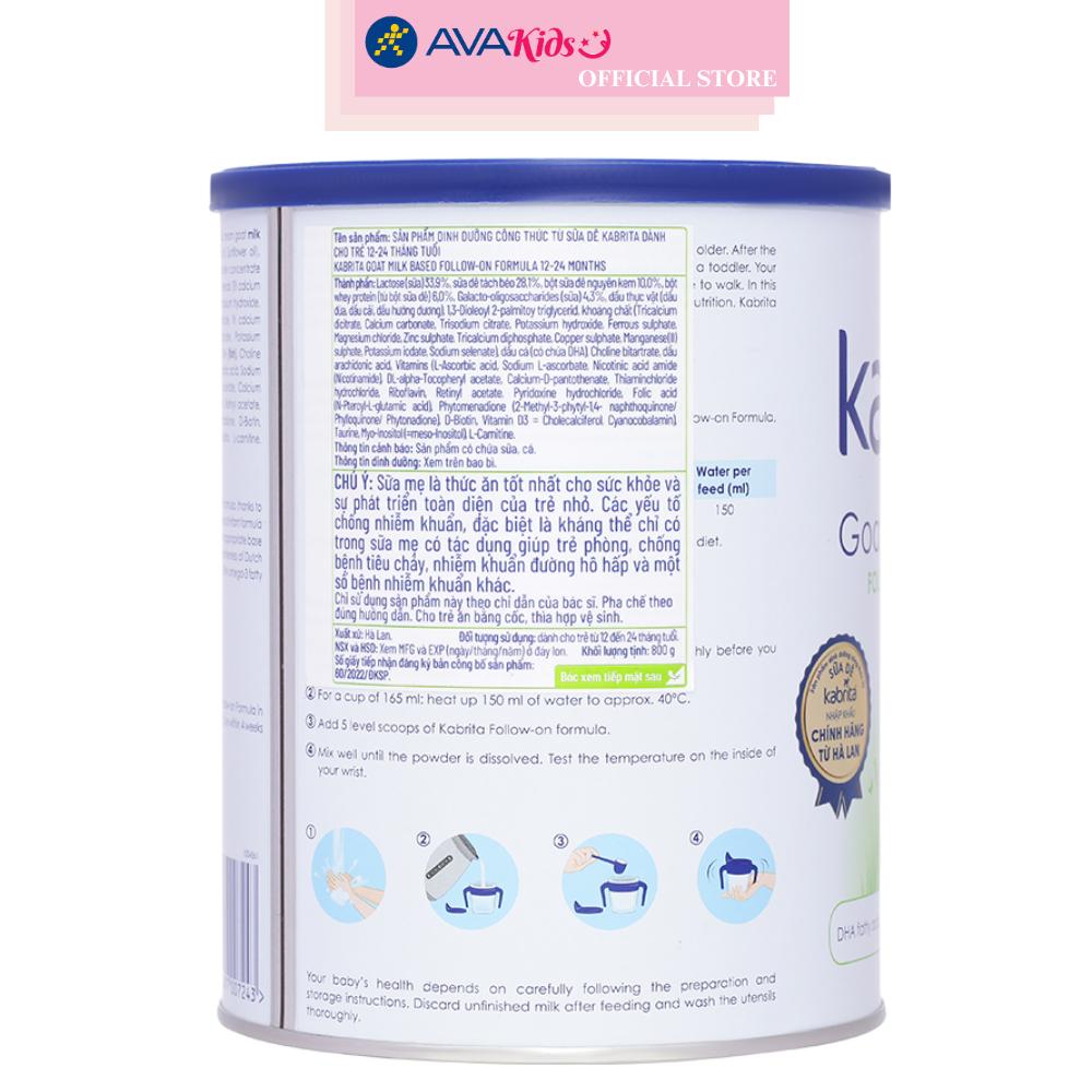 Sữa dê Kabrita số 2 (đạm quý A2) 800g (1 - 2 tuổi) - Hàng Chính Hãng