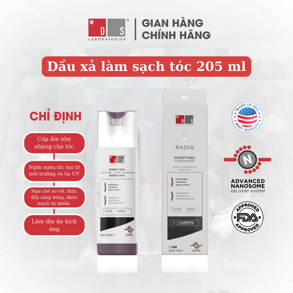 Dầu xả thanh lọc cho da khô, nhạy cảm, kích ứng RADIA CONDITIONER 205ML của Ds Laboratories ( Mỹ )