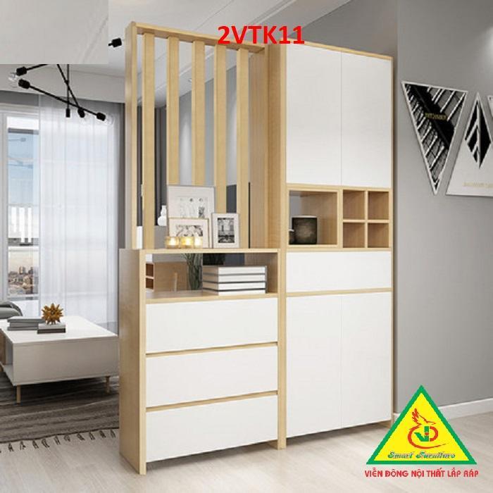 Tủ kệ trang trí kiêm vách ngăn phòng khách , nhà bếp 2VTK11- Nội thất lắp ráp Viendong Adv