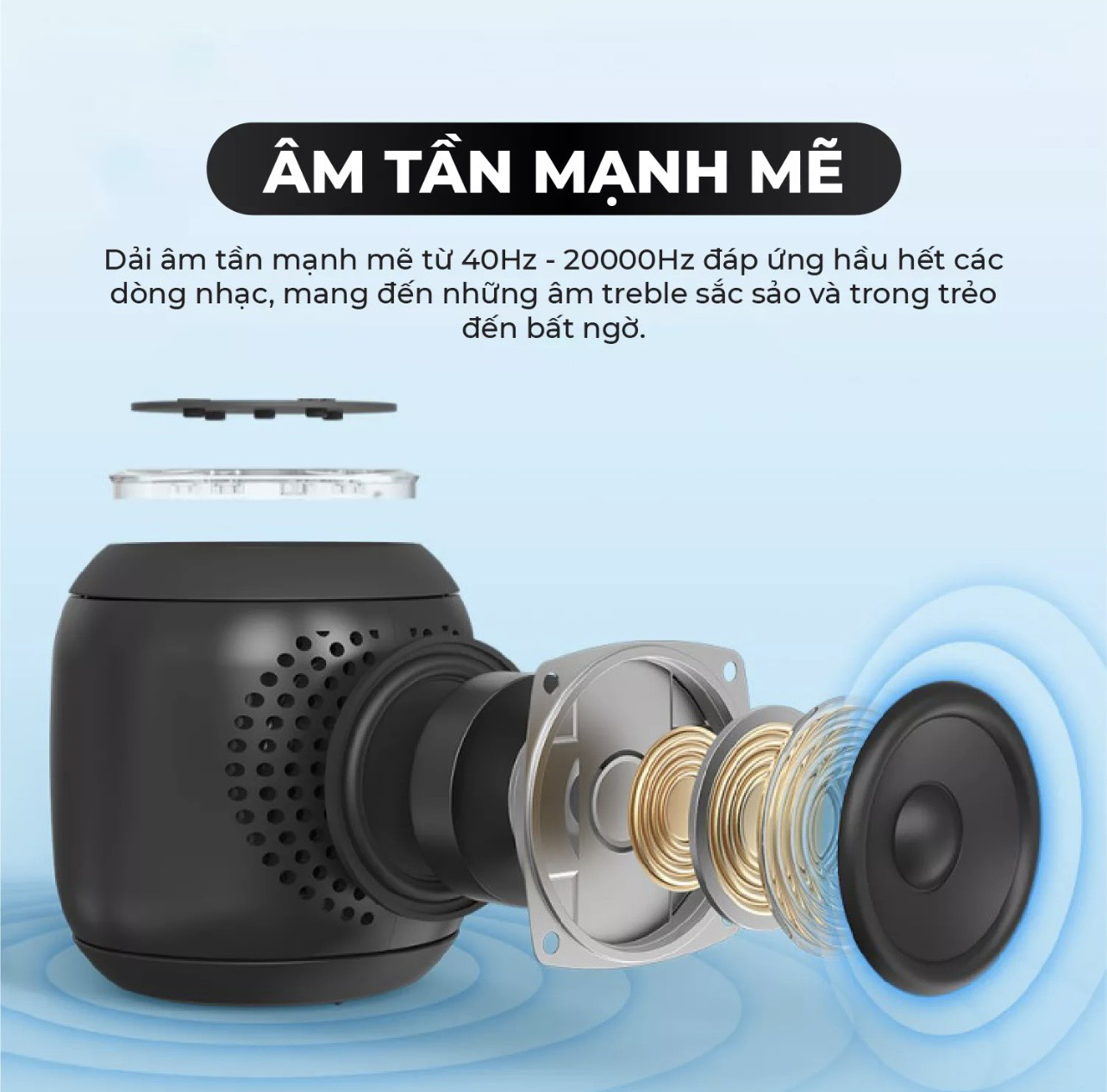 Loa Bluetooth Tronsmart T7 Mini Công suất 15W Âm thanh siêu trâm, Chống nước IPX7 - Hàng chính hãng