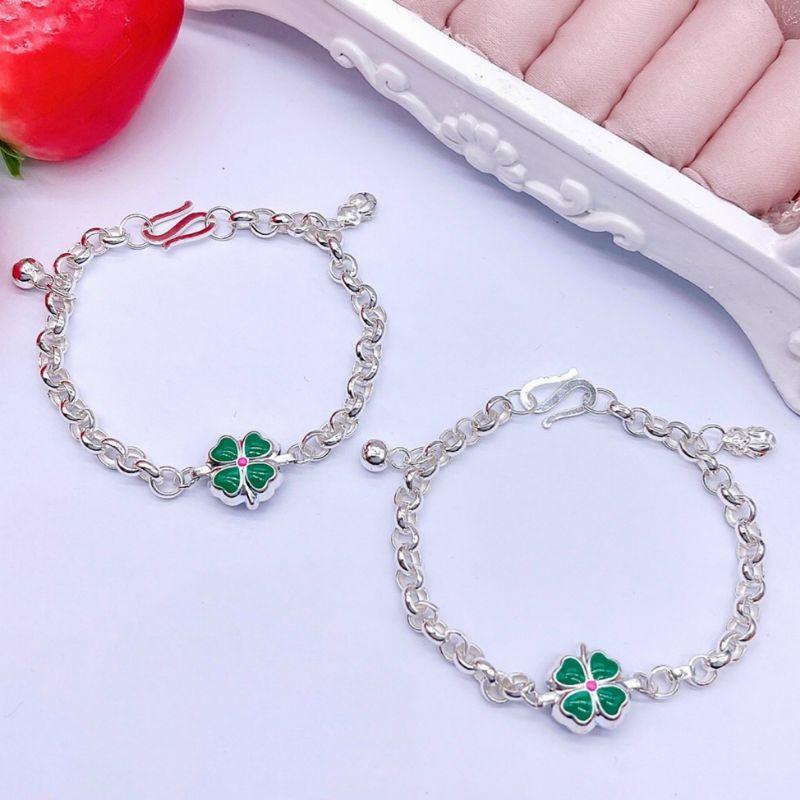 Lắc tay bạc cỏ 4 lá cho bé  YN JEWELRY