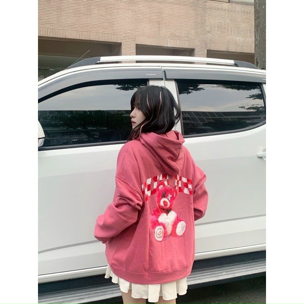 Áo Khoác nỉ HOODIE ZIP TEDDY BEAR, Áo khoác hoodie dây kéo unisex nam nữ form rộng oversize nỉ bông cao cấp, áo khoác chống nắng nữ