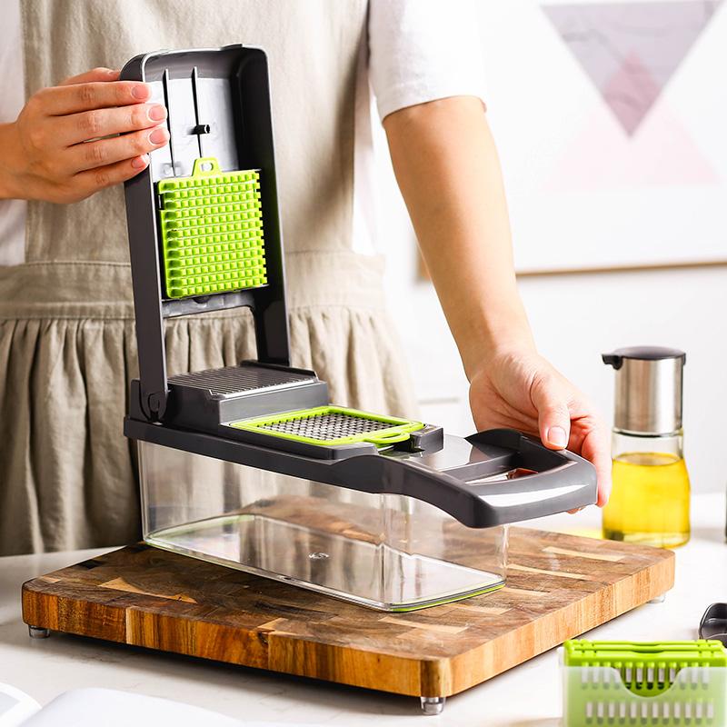 Rau Củ Quả, Cắt Lát Củ Quả Đa Năng Xay Giá Hủy Diệt Thoát Rổ Dao Gọt Vỏ 8 Trong 1 Tiện Ích Nhà Bếp Phụ Kiện Dụng Cụ