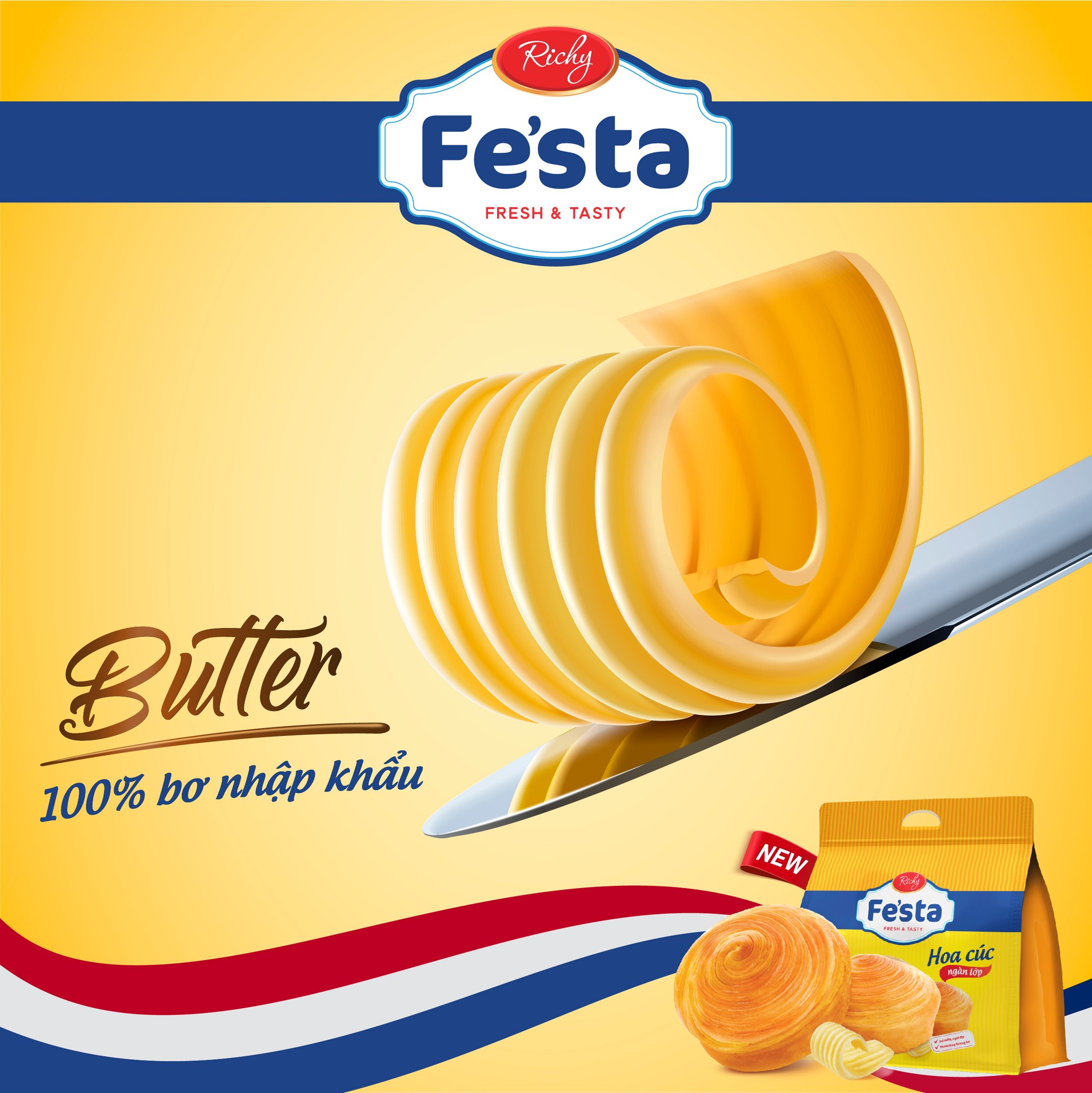 Bánh mỳ hoa cúc ngàn lớp Fe'star 120g