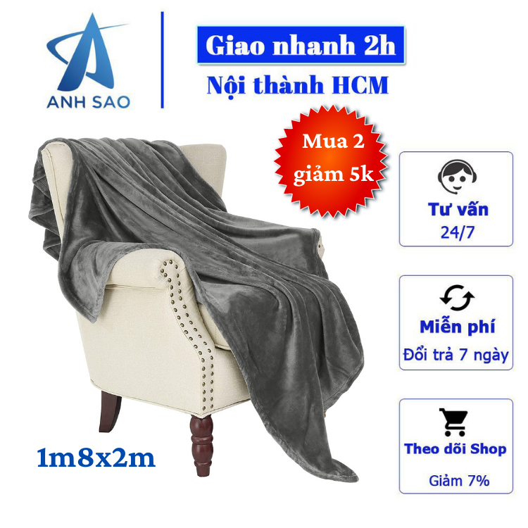 Mền lông cừu xám cao cấp A - 1m8x2m