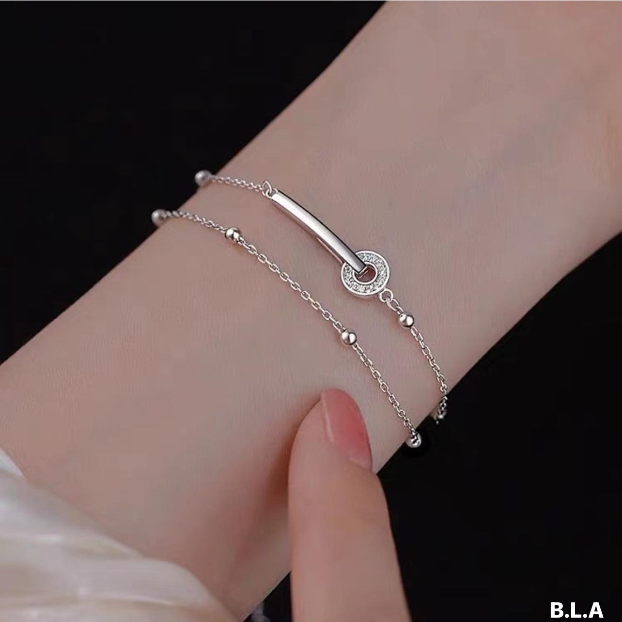 Lắc tay nữ thời trang cao cấp chất liệu bằng bạc MS0140