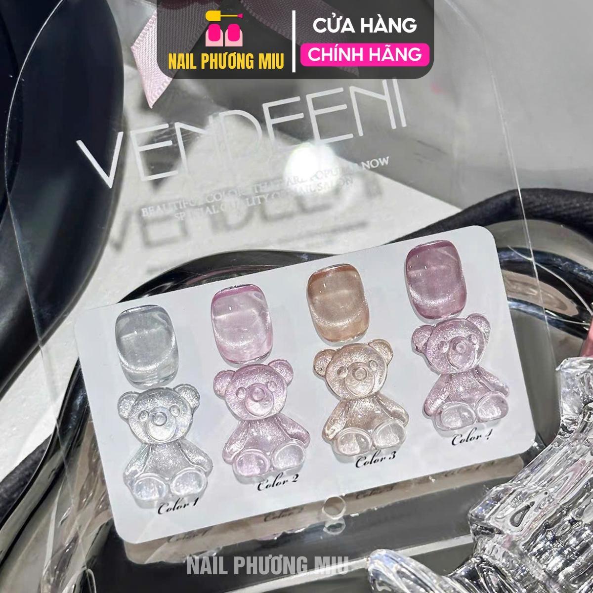 Set Sơn Mắt Mèo Ánh Trăng VENDEENI 4 Màu Hồng (Bảng Gấu) Làm Nail Siêu Sáng, Gel Đặc Chuẩn Màu Bền Bóng Sêu Mịn Nữ Women
