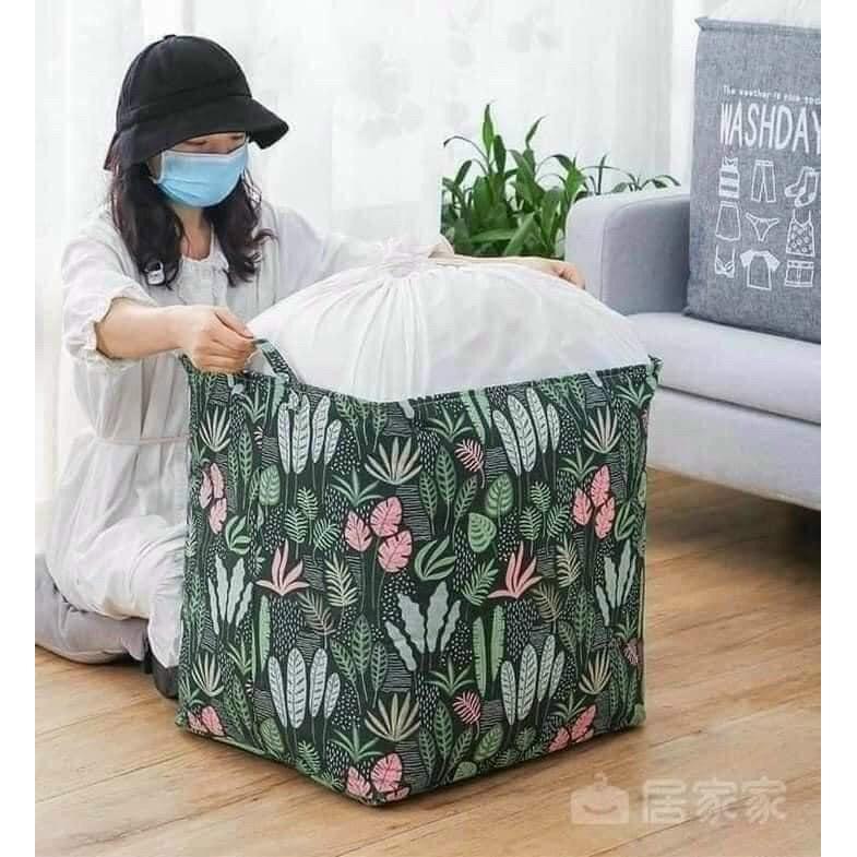 Túi vuông đựng chăn màn, quần áo, drap, đồ dùng cá nhân.. size 75 Lít - Họa tiết cực xinh vải dày dặn có thể gấp gọn