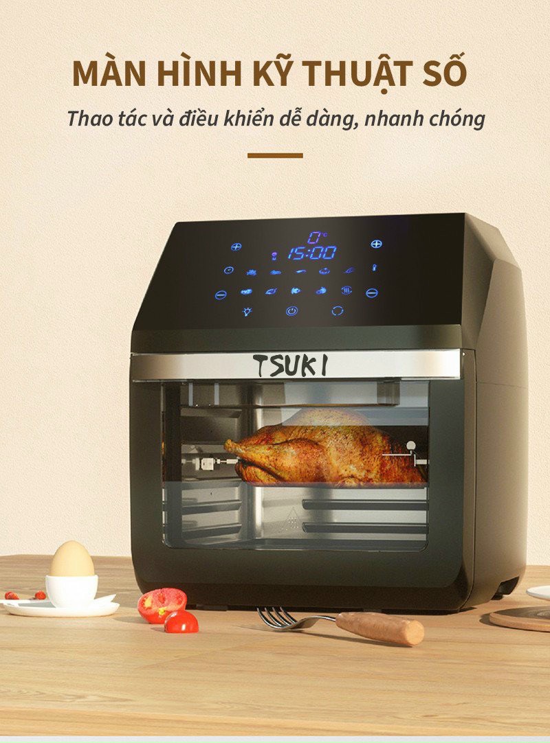 Nồi chiên không dầu 12Lit Tsuki Việt Star TSUKI-AF1201 đa năng, công suất 1700W_hàng chính hãng