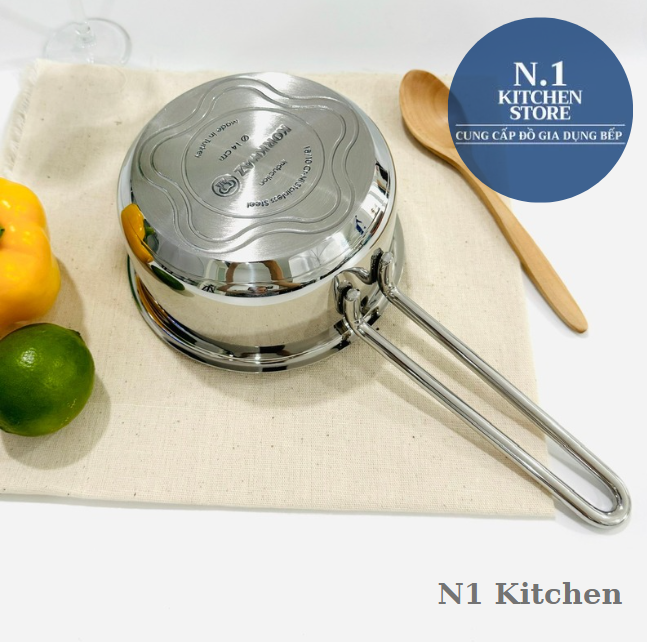 Nồi Quánh inox 18/10 Korkmaz Perla 1.6 lít có nắp - 16x8 cm - Hàng Chính Hãng