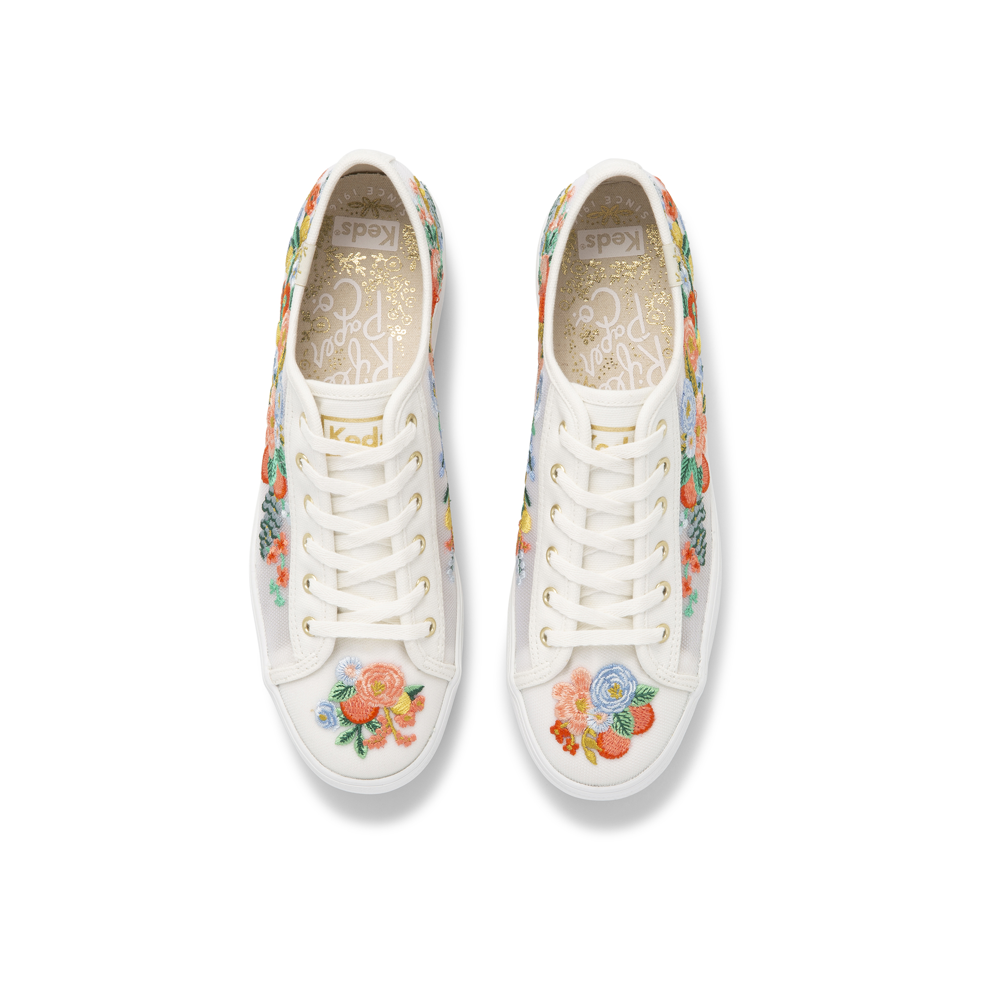 [NEW] Giày Thể Thao Keds Nữ Rifle Paper- Triple Kick Citrus Garden Party Canvas White- KD066088