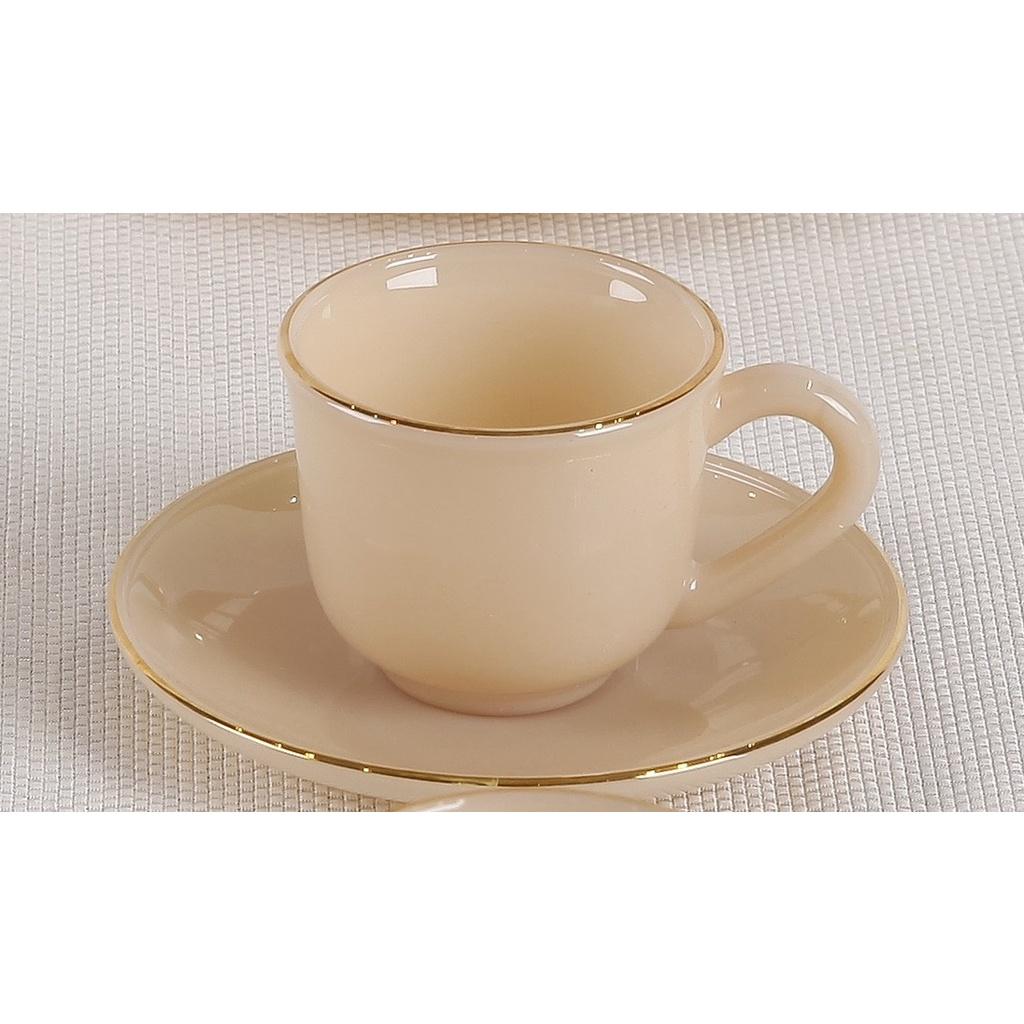 Bộ ấm tách trà thủy tinh ngọc Luxury USA Homeset màu nâu Topaz