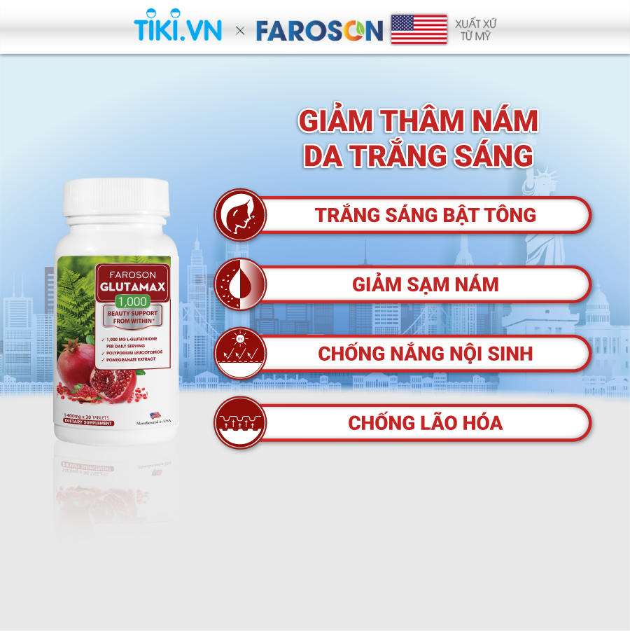 Combo Thăng Hạng Nhan Sắc Viên Uống Trắng Da Glutamax và Viên uống Nội Tiết Tố Nữ Welson For Women 2 x 60 Viên