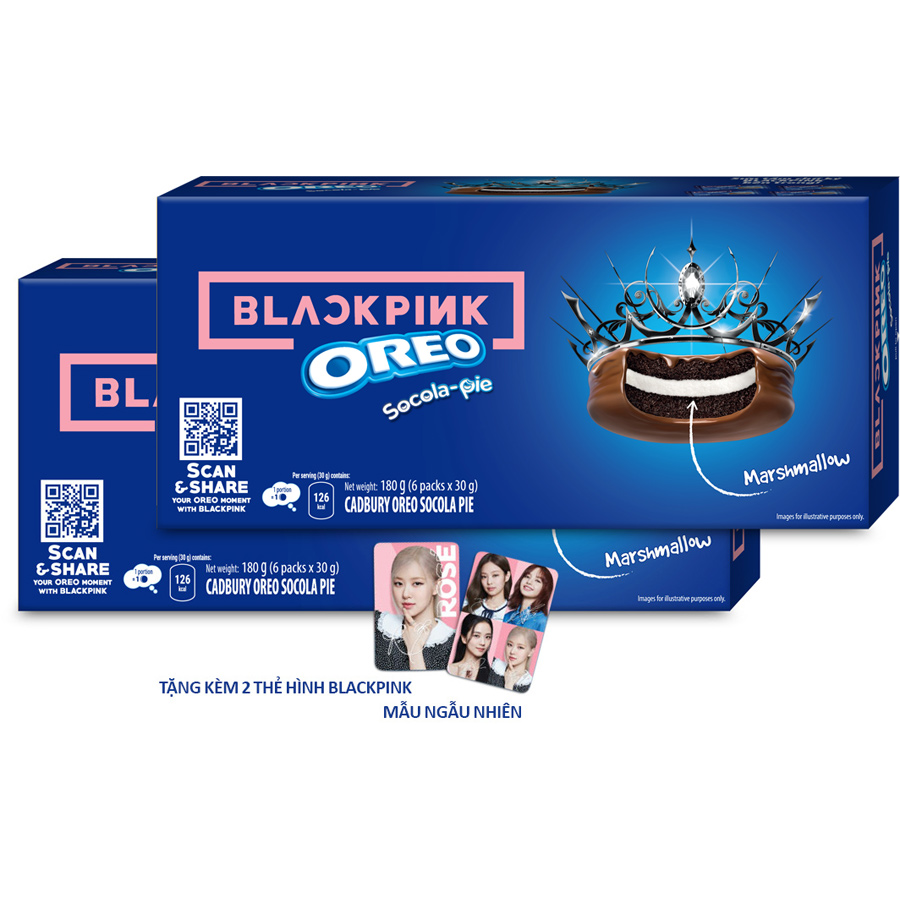 [Limited Edition] Combo 2 hộp Bánh OREO Pie BLACKPINK vị Marshmallow 2x180g (Tặng kèm 2 thẻ hình BLACKPINK)