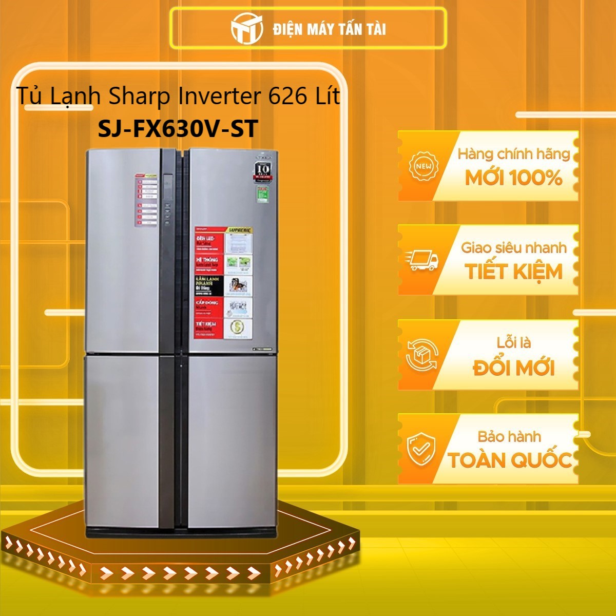 Tủ Lạnh Sharp Inverter 556L SJ-FX630V-ST - Giao Tại HCM
