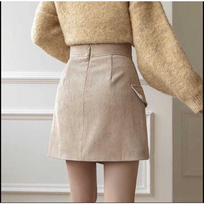 Chân Váy Nữ Chữ A Cúc Lệch 3 Màu ,Chất Nhung Tăm dưới 60kg - Cạp Cao Kèm Lót Quần