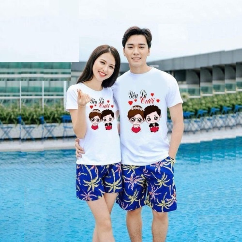 Áo Đôi Nam Nữ TT10, Áo Đôi Phông Rộng In Yêu Là Cưới ý Nghĩa, Vải Cotton Thun Thoáng Mát