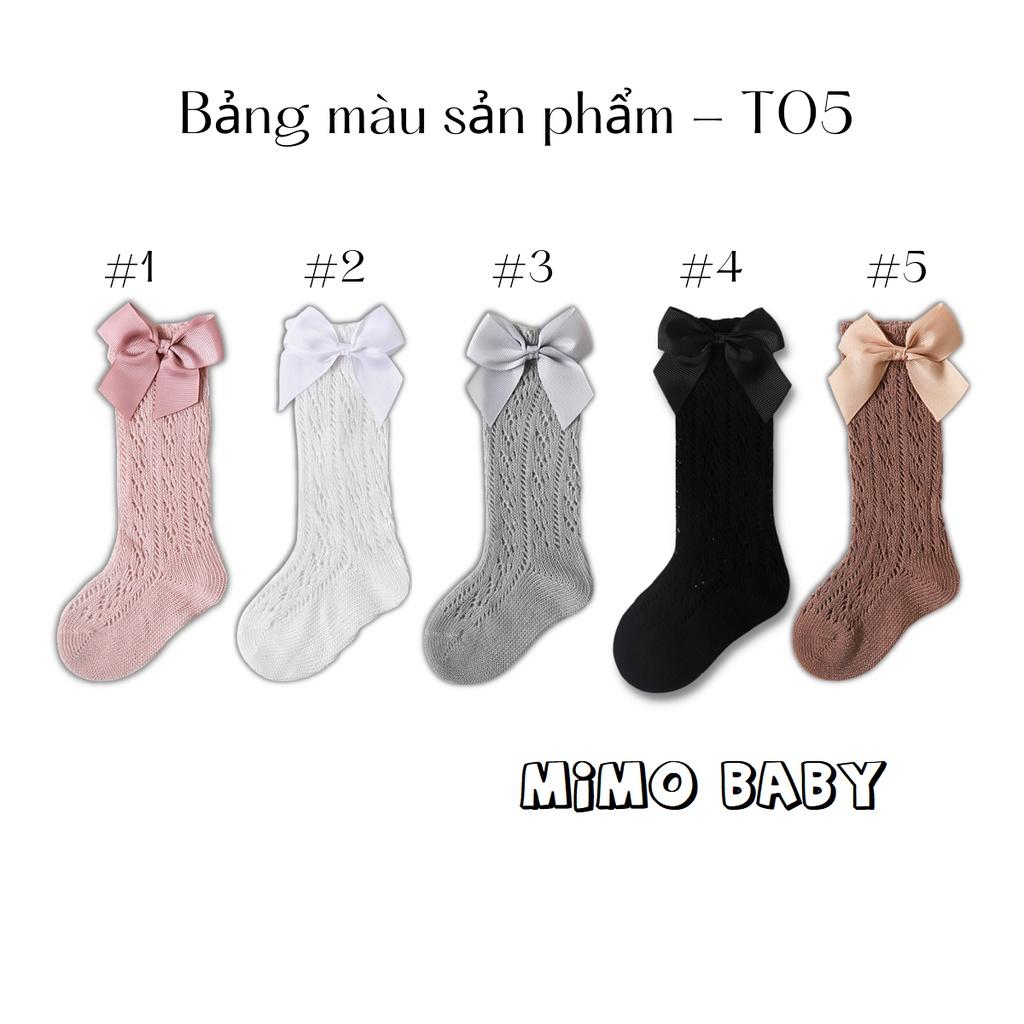 Vớ dài đính nơ cao cấp xinh xắn cho bé gái Mimo baby T05