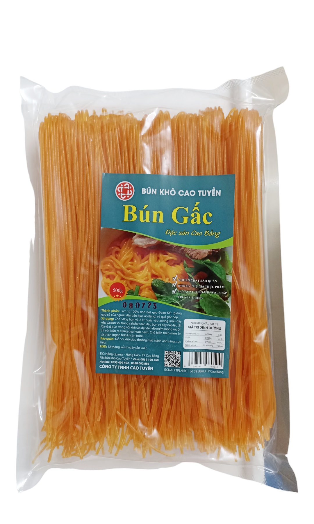 Bún Gấc Cao Tuyền gói 500g, đặc sản Cao Bằng, giàu VitaminB thích hợp ăn chay,dưỡng sinh,healthy