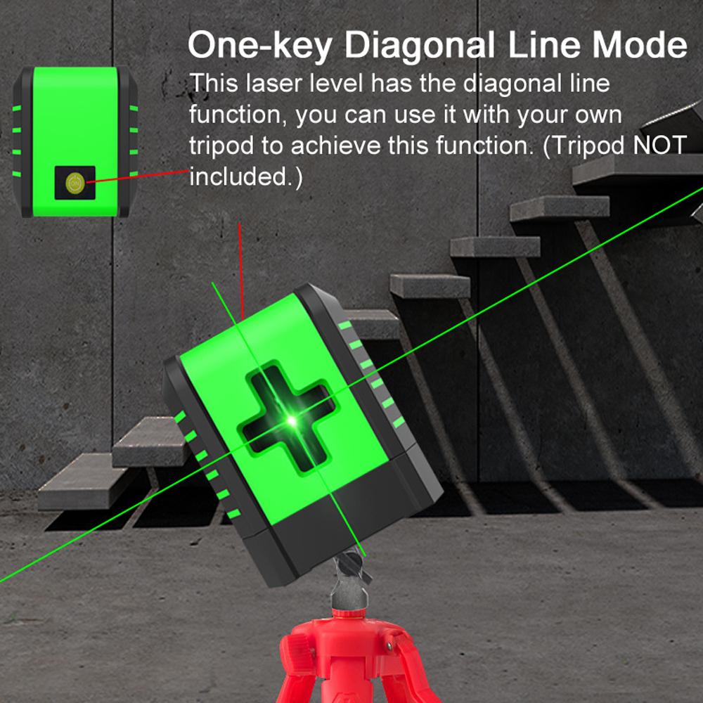 Small Portable 2 Lines Laser Level Leveling Laser 3° Self Levelling Diagonal Line Multi-function Laser Level for Household Flooring Tile Layout Door Window Install