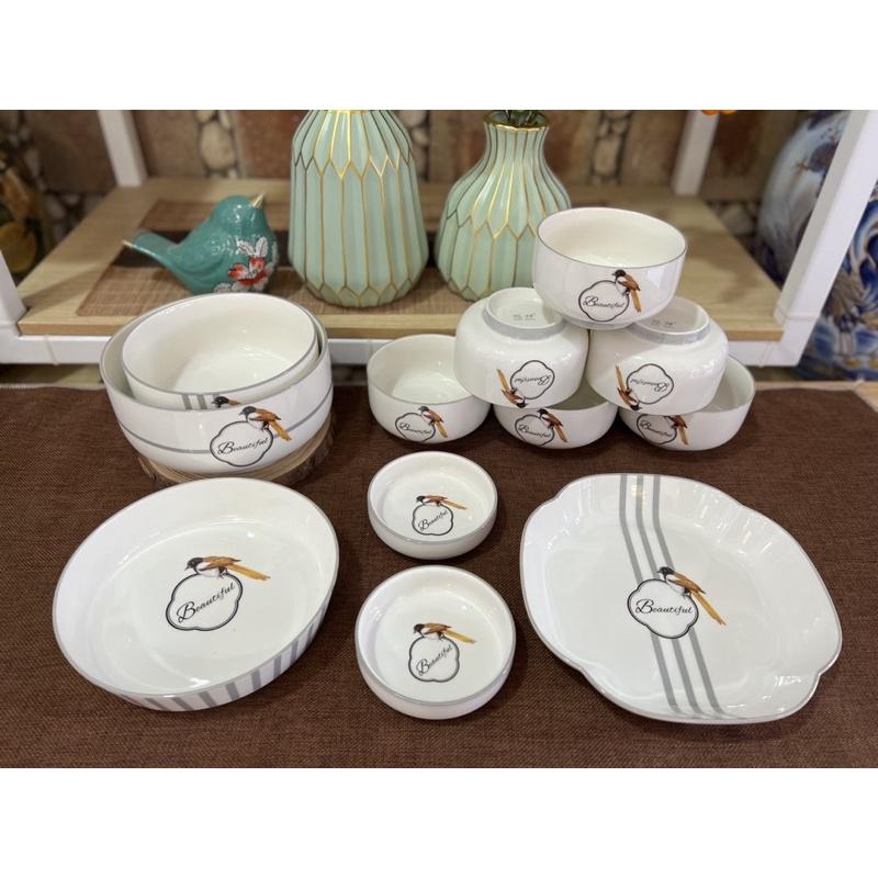 BỘ BÁT ĐĨA TRẮNG ĐẸP