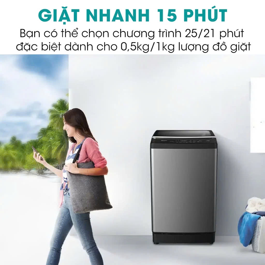 Máy Giặt Hisense Inverter 10.5kg WT5J1013DT Tiết Kiệm Điện, Động Cơ Êm Ái, Bảo Hành Chính Hãng 3 Năm - Hàng Chính Hãng
