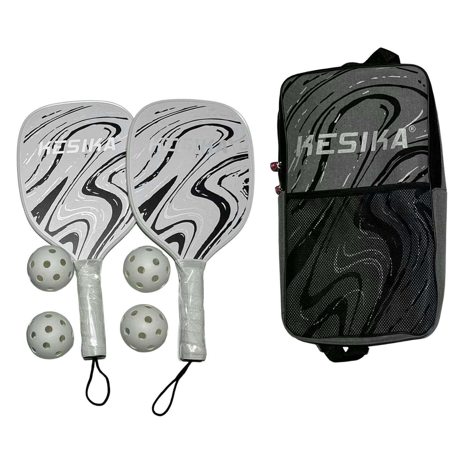 Pickleball Paddles Pickleball Racquets with 2 Rackets 4 Pickleballs Fiberglass Rackets Portable Pickleball Rackets