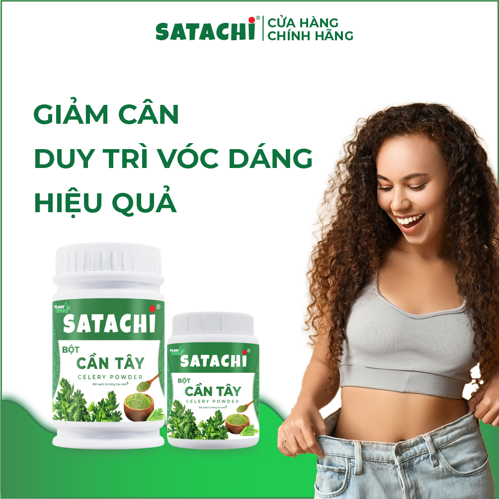 Bột Cần Tây nguyên chất SATACHI. Giảm huyết áp, tim mạch khỏe mạnh, giảm cân hiệu quả, thanh lọc cơ thể. Hộp 318g