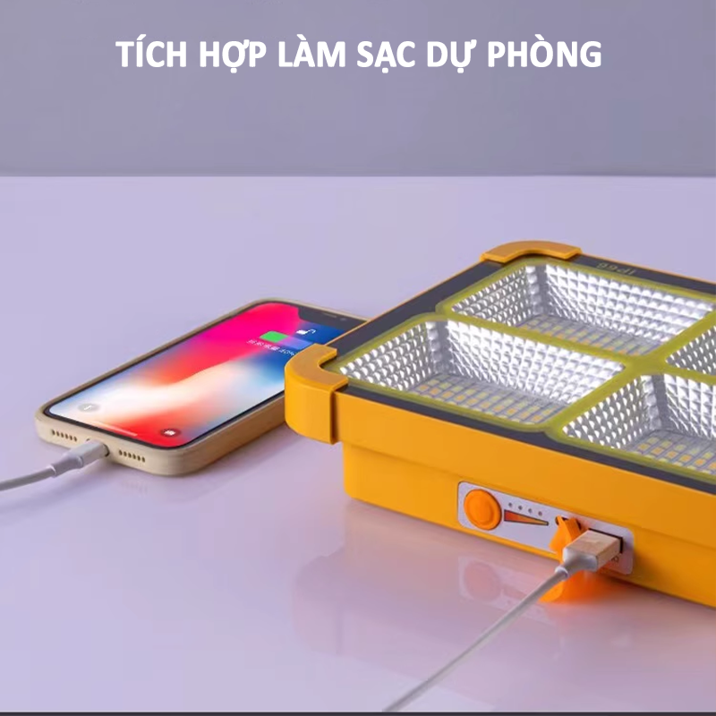 Đèn năng lượng mặt trời di động, đèn cắm trại du lịch ngoài trời , đèn 9 ô  - K1649