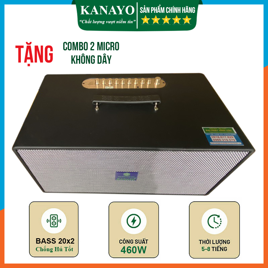 Loa Xách Tay Karaoke Kanayo K-10 2 Bass 20x2 Công Suất Lớn 460W | Hàng Chính Hãng | Hàng Việt Nam Chất Lượng Cao