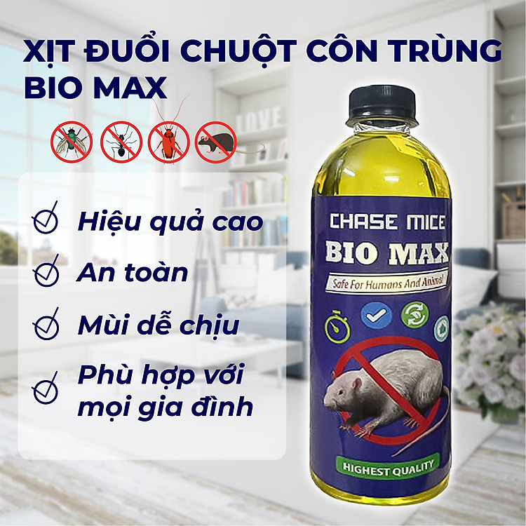 Chai Xịt Đuổi Chuột Biomax 500ml, Xịt Côn Trùng Thành Phần Tự Nhiên