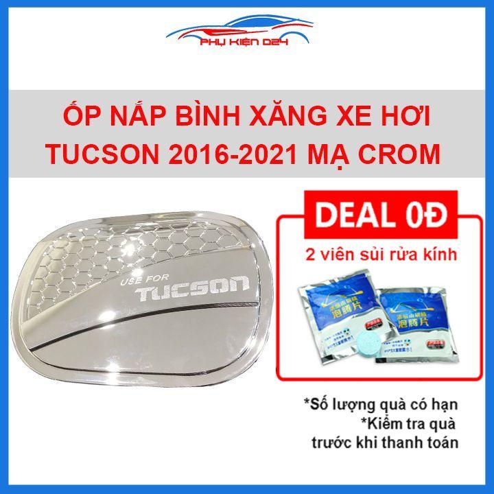 Ốp nắp bình xăng Tucson 2019 mạ crom chống trầy trang trí ô tô