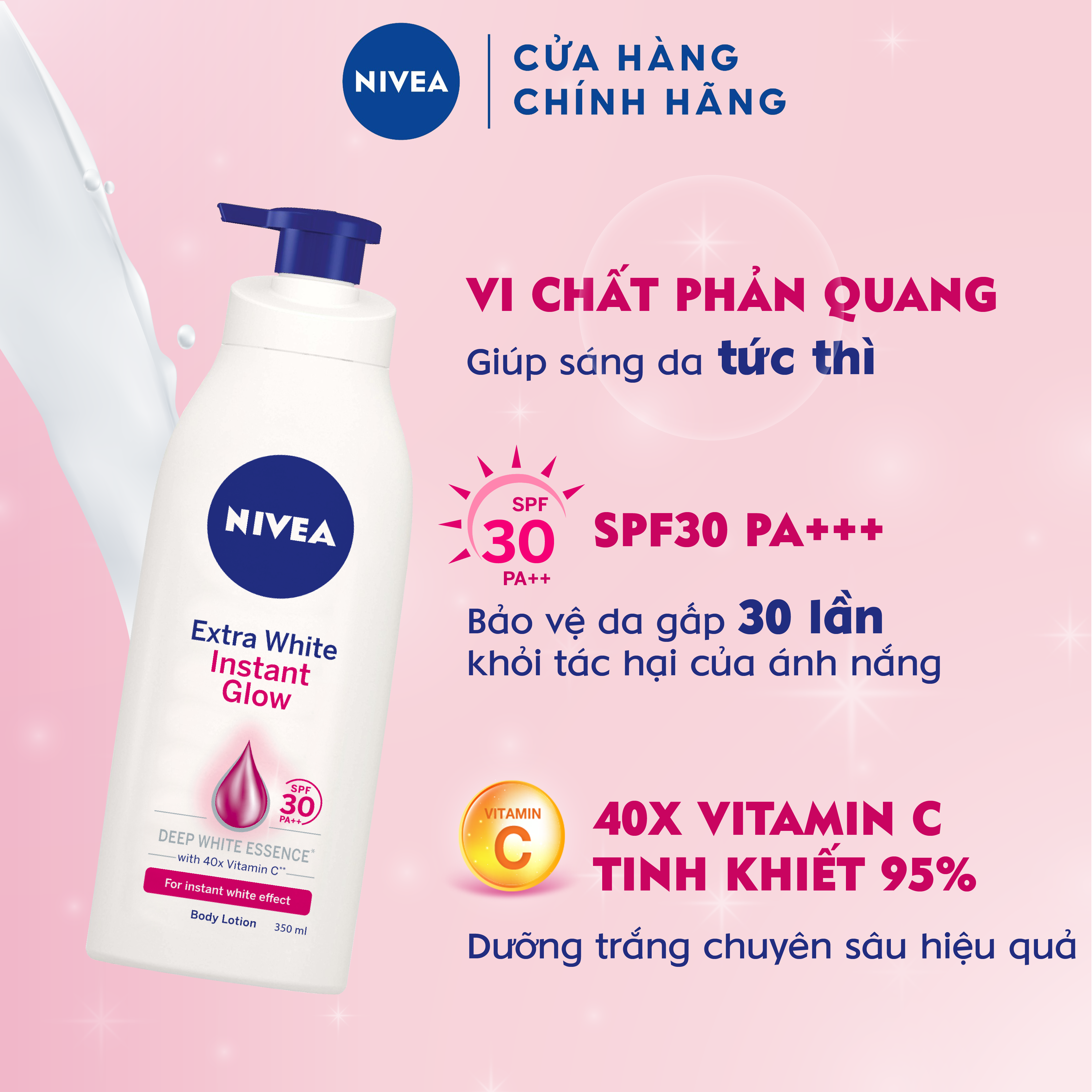 Sữa Dưỡng Thể Giúp Sáng Da Instant White Nivea SPF30 PA++ 88320 (350ml)