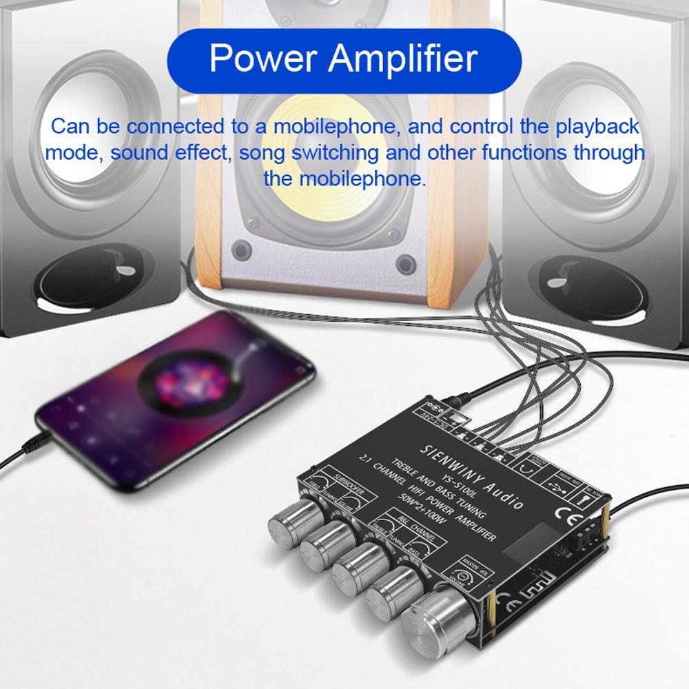 Portable BT Power Amplifier Module Multifunctional 2.1 Channel Power Amp Board Stereo Subwoofer Amplifier Board