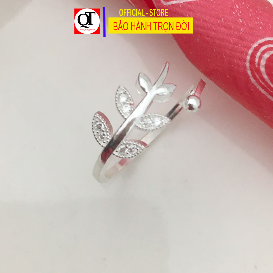 Nhẫn nữ bạc chiếc lá free size chất liệu bạc thật không xi mạ – QTNU112-TN