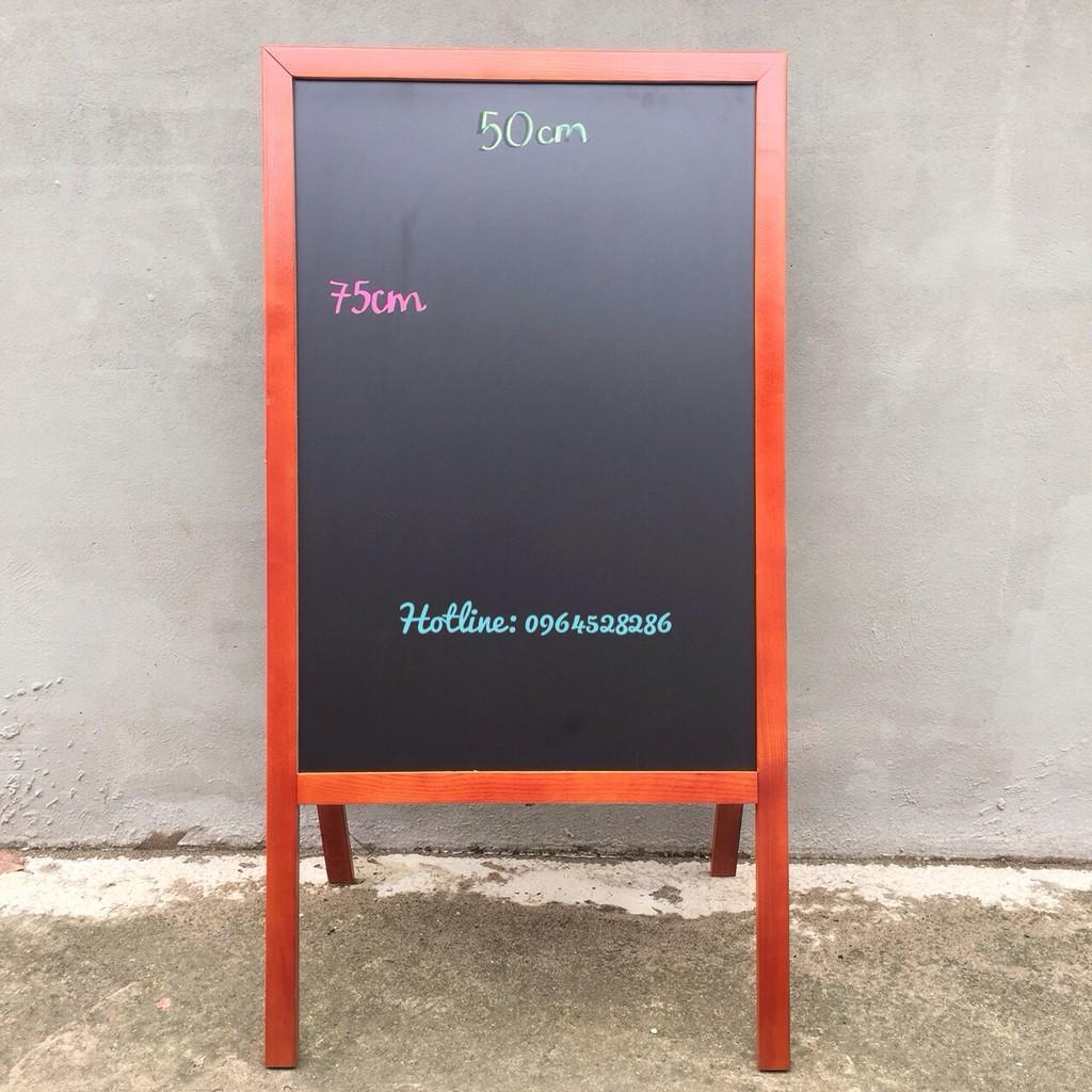 Bảng menu đen chân gỗ gấp 60 x120 cm - Bảng menu nhà hàng cafe (Tặng bút dạ quang, hộp phấn màu)