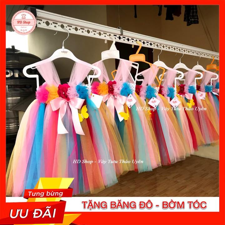 Hình ảnh Đầm cho bé ️FREESHIP️ Đầm công chúa cho bé gái bẩy sắc hoa voan đính nơ