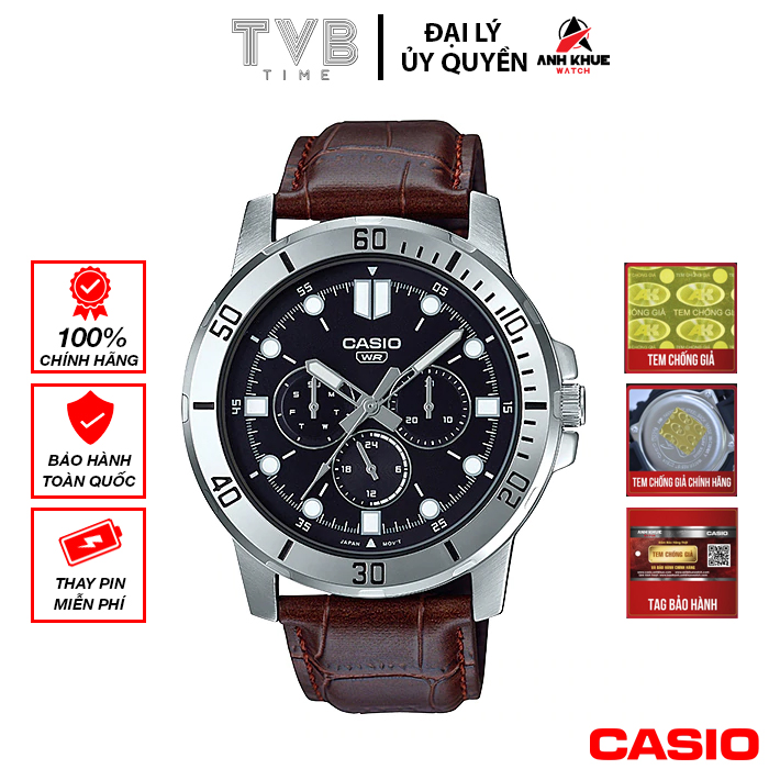 Đồng hồ nam dây da Casio Standard chính hãng MTP-VD300L-1EUDF (45mm)