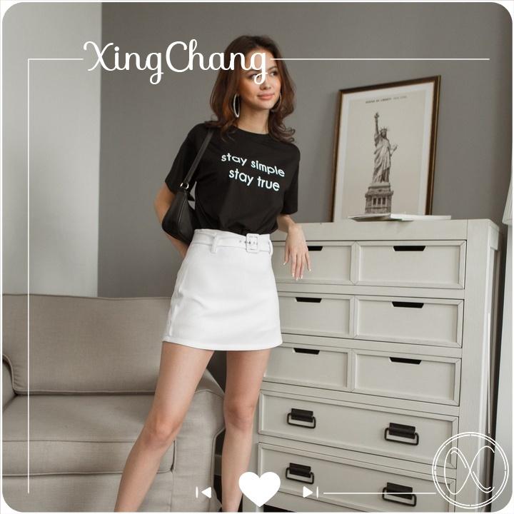 Áo phông nữ công sở, áo phông tay ngắn chất mịn đẹp cá tính in Stay mã NXC06