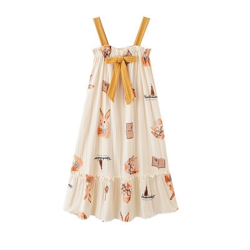 Váy ngủ nữ,váy 2 dây nữ mùa hè chất cotton mềm mát *