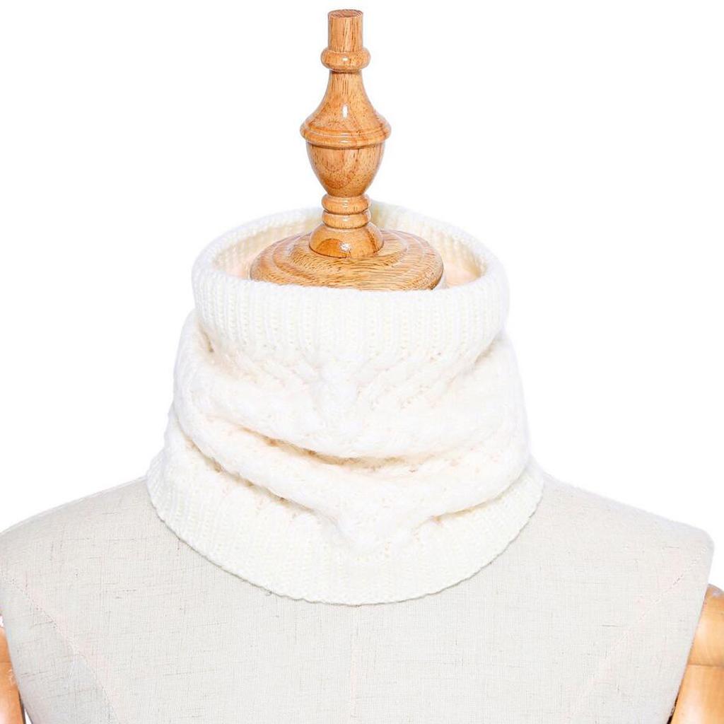 Windproof Fleece Winter Warm Scarf Neck Loop Warmer Neckerchief White